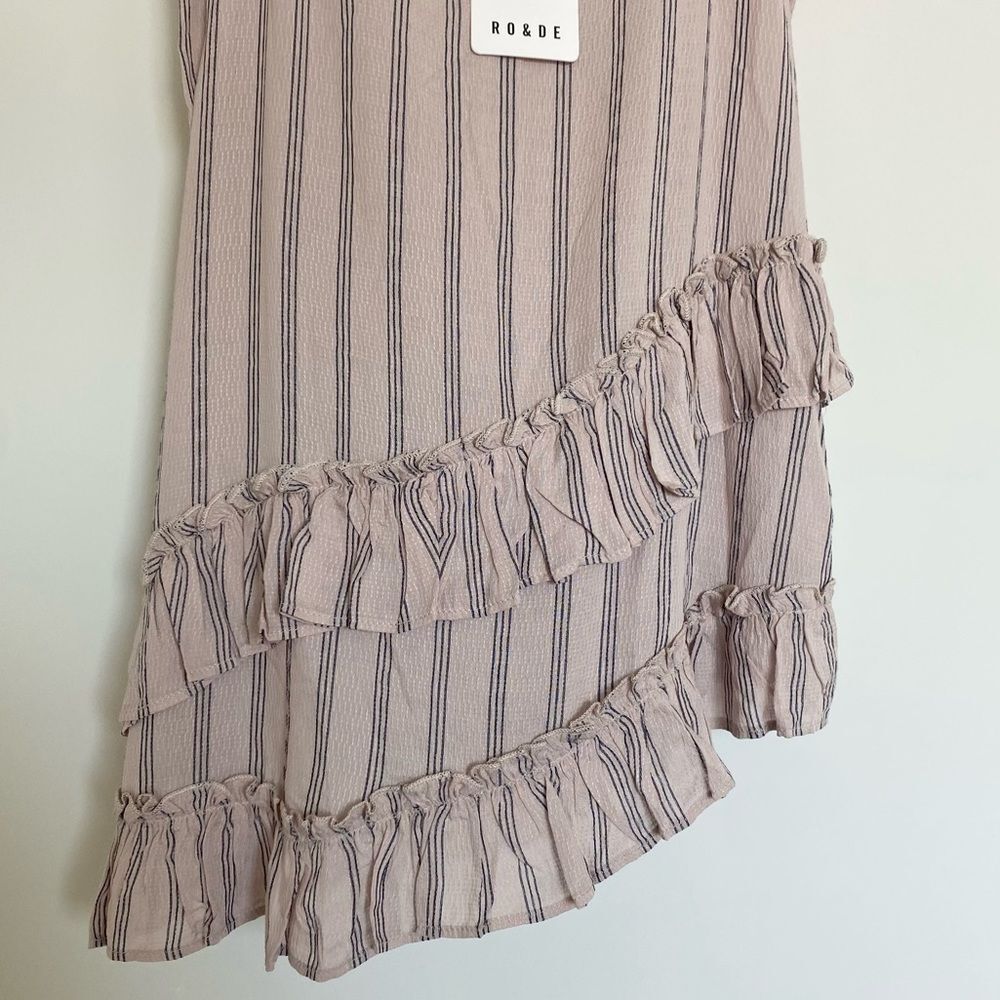 NWT Anthropologie Ro & De Tank Top Pale Pink Striped Ruffle Strap Blouse Size XS - Picture 5 of 12
